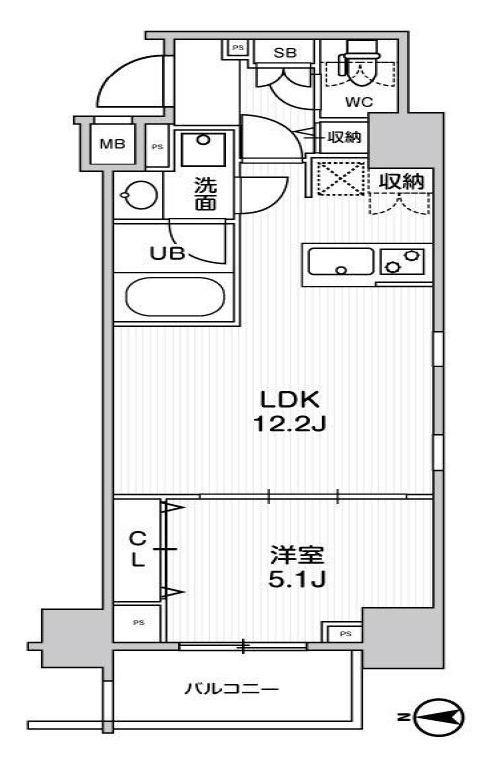 ステージグランデ錦糸町II(1LDK/11階)の間取り写真