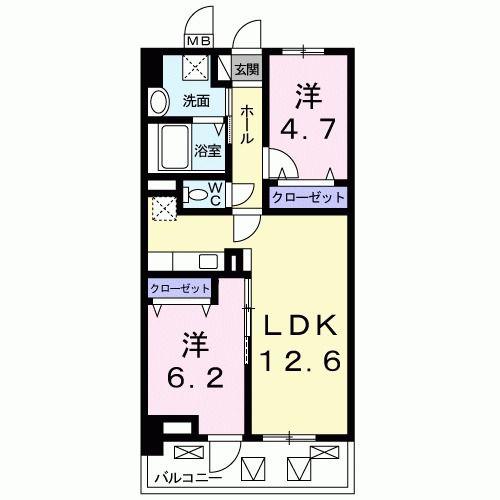 グランド エンパイア(2LDK/5階)の間取り写真