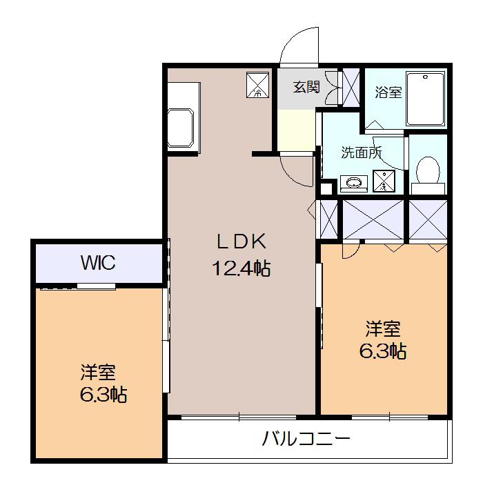 カーサコンフィ(2LDK/2階)の間取り写真