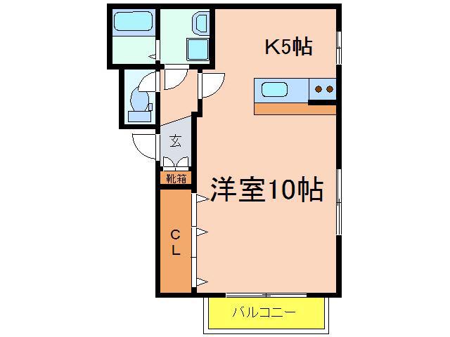 スカイプラザ宇梶E(ワンルーム/1階)の間取り写真