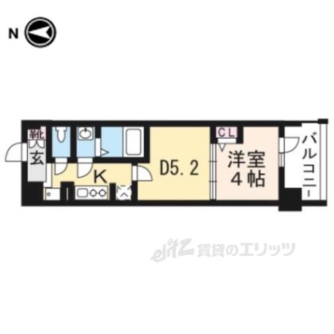ベラジオ西大路五条(1DK/6階)の間取り写真