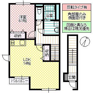 GRACE(1LDK/2階)の間取り写真