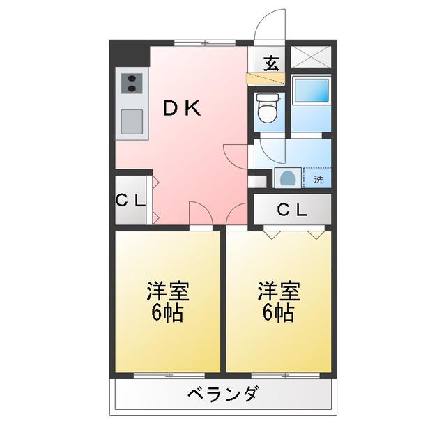 BREZZA田奈(2LDK/3階)の間取り写真