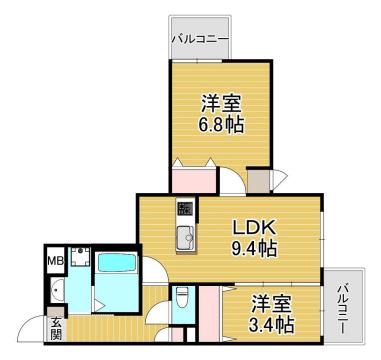 ENSTEPNO.11高宮南(2LDK/2階)の間取り写真