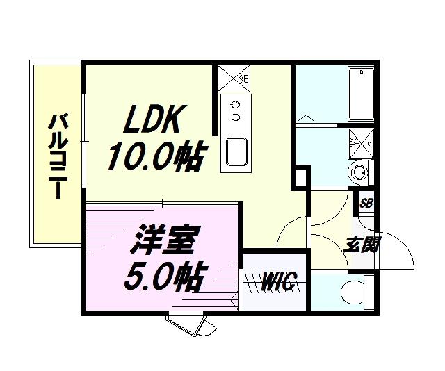 ジーメゾン拝島(1LDK/3階)の間取り写真