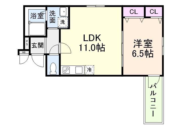 フジパレスSAKURA(1LDK/2階)の間取り写真