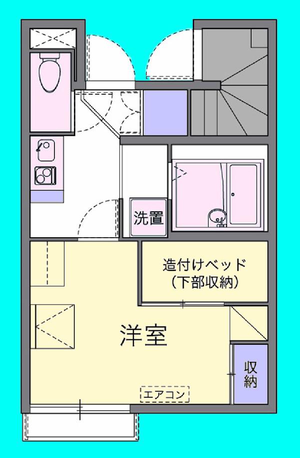 グリーンテラスM(1K/1階)の間取り写真