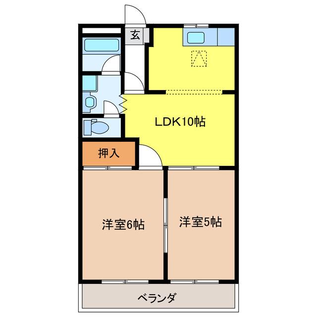 エバーコーポ臼井A(2LDK/1階)の間取り写真