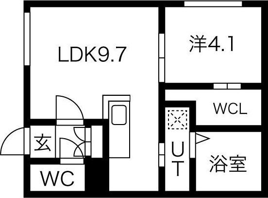 ルフト月寒(1LDK/3階)の間取り写真