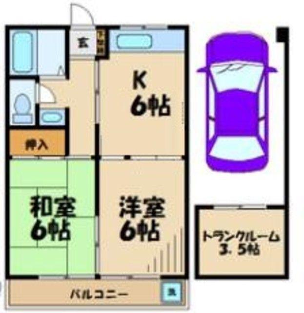ピアコートソシア(2DK/3階)の間取り写真
