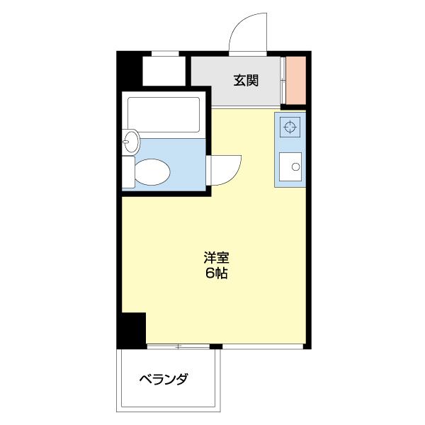 クレール大門川(ワンルーム/4階)の間取り写真