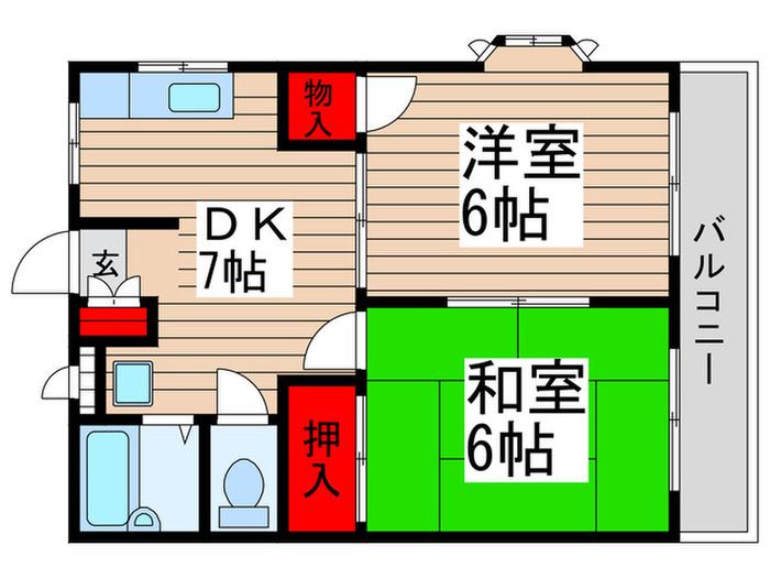 プレザント末廣(2DK/2階)の間取り写真