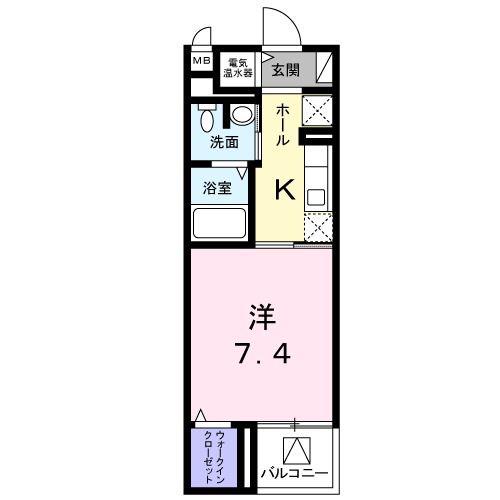 ルミエール(1K/4階)の間取り写真