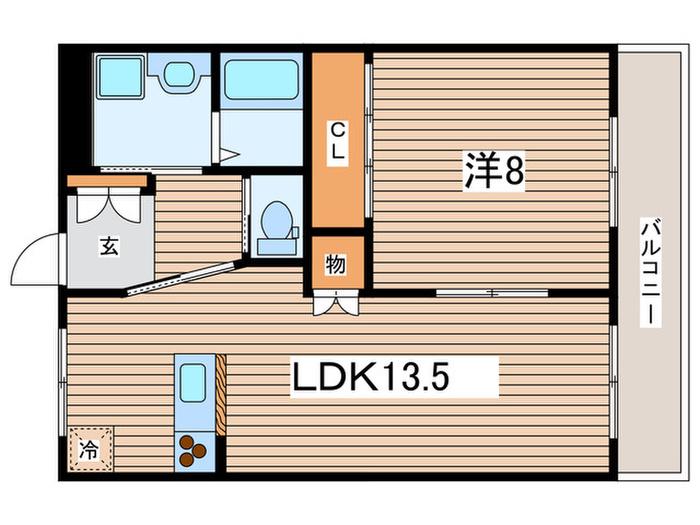 ベルメゾン日吉(1LDK/1階)の間取り写真