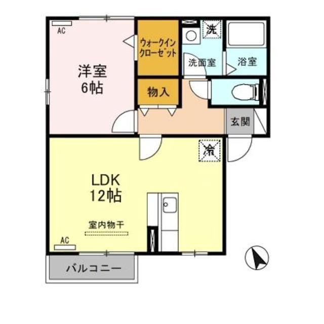 リベールB(1LDK/2階)の間取り写真