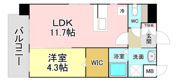 MALVAROSA(1LDK/4階)の間取り写真