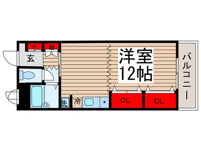 メイプル森戸(ワンルーム/3階)の間取り写真