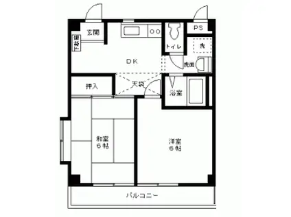 ハピネス美松I(2DK/3階)の間取り写真