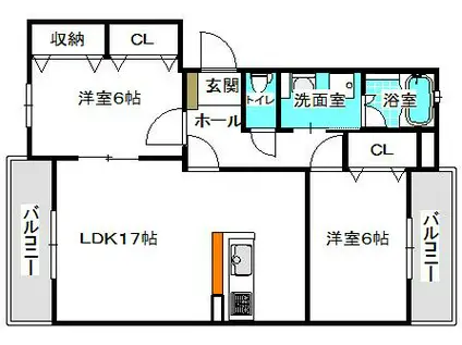 プリムローズ山元(2LDK/2階)の間取り写真
