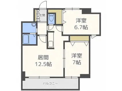 アルティ発寒 ARTI HASSAMU(2LDK/2階)の間取り写真