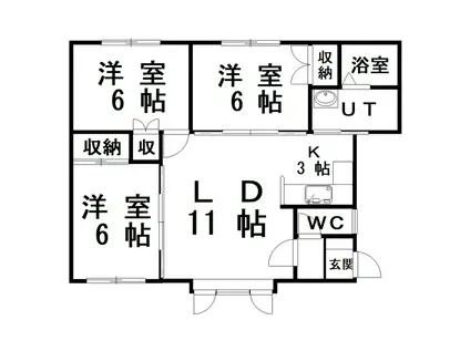 ハイツアトム(3LDK/1階)の間取り写真