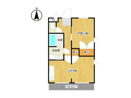 マンション吉野(1LDK/2階)の間取り写真
