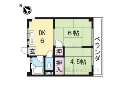 八瀬ロイヤルハイツ(2DK/3階)の間取り写真