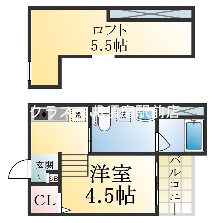 クレアージュ山手(1K/1階)の間取り写真