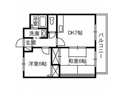 クオリティ東古松(2DK/1階)の間取り写真