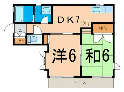 松韻別荘(2DK/1階)の間取り写真