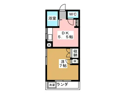 第二美鈴コーポ(1DK/2階)の間取り写真