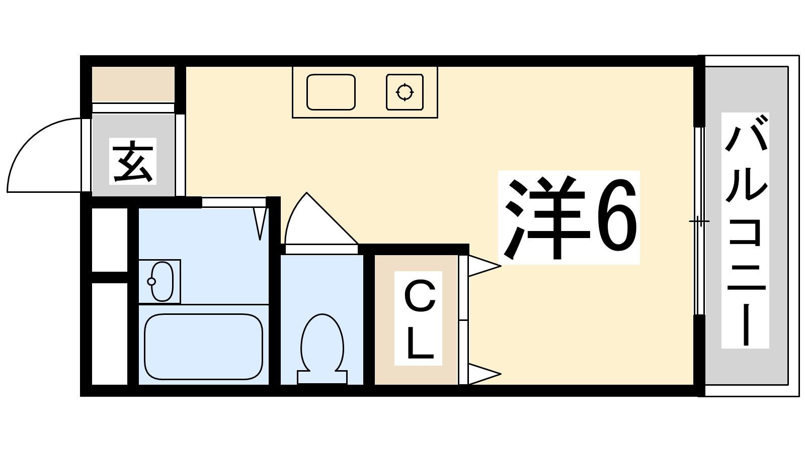 サンドミトリー(ワンルーム/2階)の間取り写真
