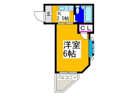 パークサイドフジII(1K/4階)の間取り写真