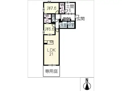 JM HIGASHIYAMA(2LDK/1階)の間取り写真