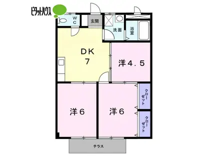 シティハイツ本宿III(3DK/1階)の間取り写真