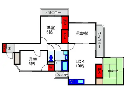 ハイツ桜花坂(4LDK/1階)の間取り写真