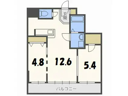 札幌中央レジデンス(2LDK/6階)の間取り写真