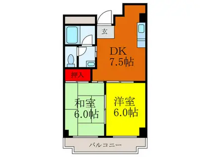 摂津第七マンション(2DK/3階)の間取り写真
