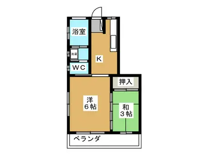 コーポ石田(2DK/3階)の間取り写真