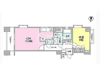 プロスペクト・グラーサ広尾(1LDK/12階)の間取り写真
