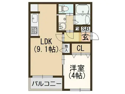 ヴィエント中小阪 ハイツ(1LDK/1階)の間取り写真