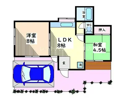 ときわ荘(2LDK/1階)の間取り写真
