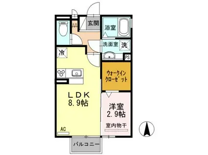 リール琴塚(1LDK/2階)の間取り写真