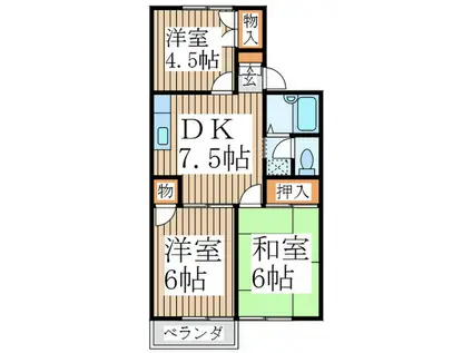 サンシティ岡本(3DK/2階)の間取り写真