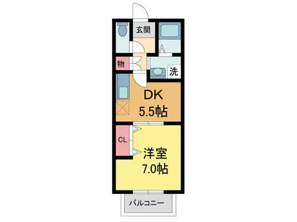 メゾン高松V B棟(1DK/1階)の間取り写真