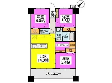 DIA CAFUNE(3LDK/3階)の間取り写真