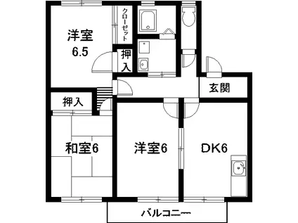 フローリオ砂口(3DK/2階)の間取り写真