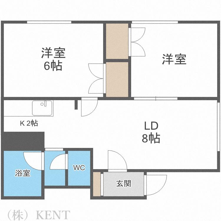 ウエストフィールド(2LDK/3階)の間取り写真