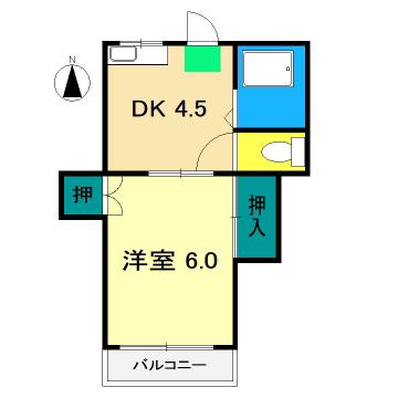 ドリームハウス寿(1K/2階)の間取り写真