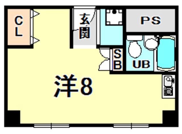 エルマーナ香枦園(ワンルーム/4階)の間取り写真